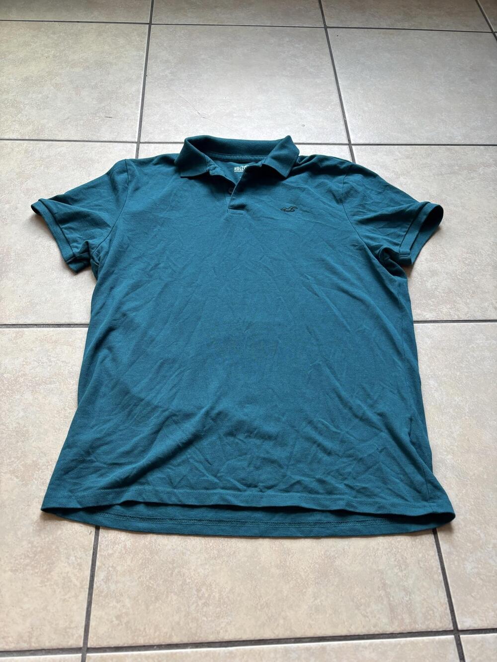 Hollister Polo Shirt Mens XL Green Advanced Stretch Logo Short Sleeve Casual